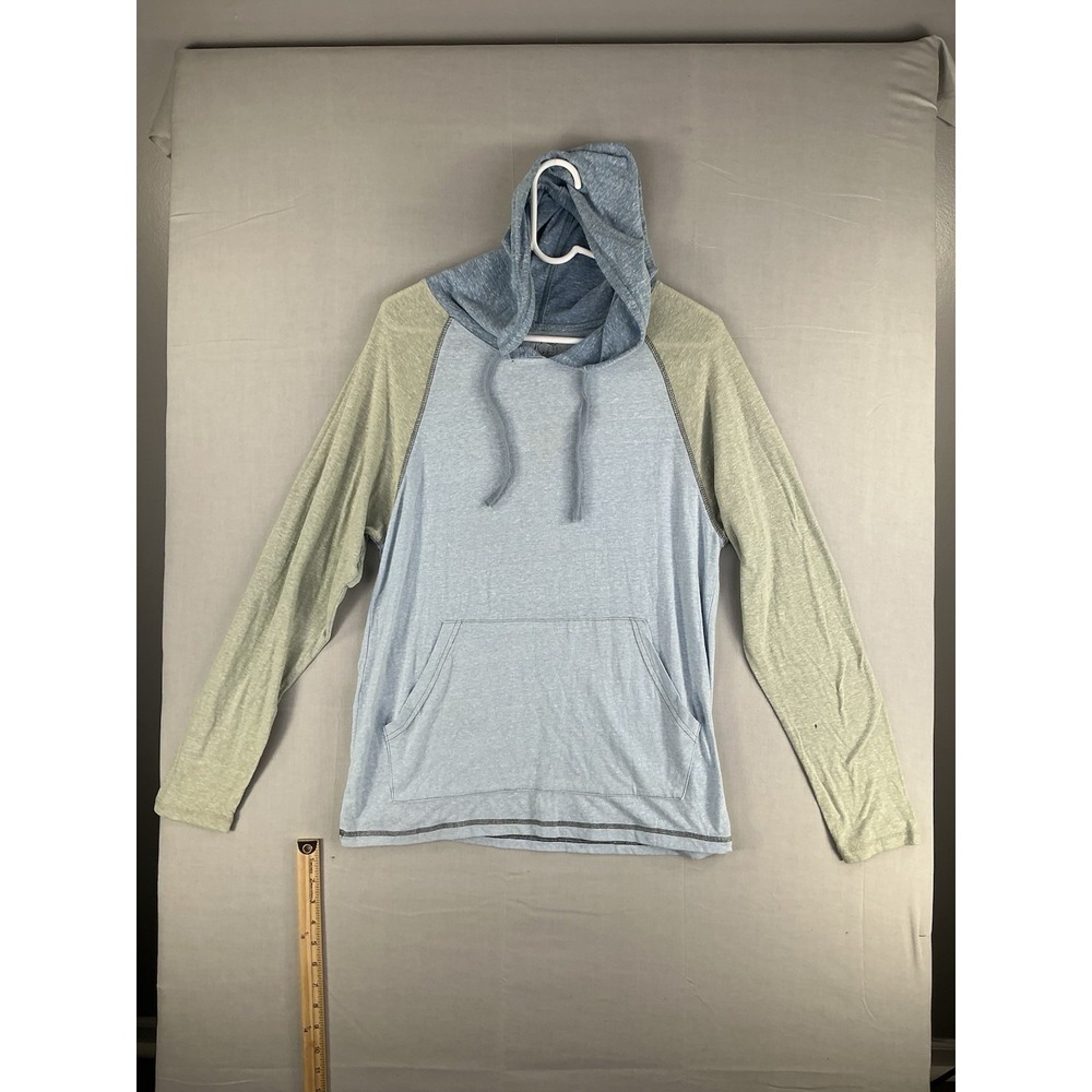 Raw Uncut Women's Hooded Pullover Shirt Blue Green Size M